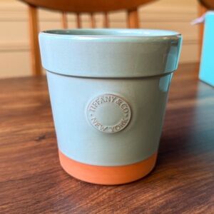 Tiffany & Co. Aqua Blue / Turquoise and Terracotta Ceramic Planter